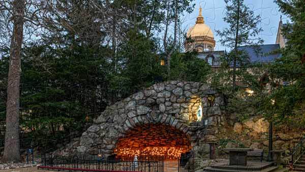 Notre Dame Grotto and the Golden Dome.