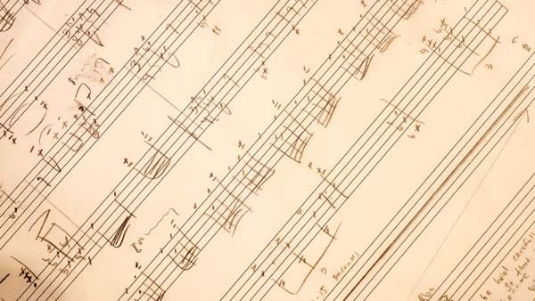 Musical notes on a piece of paper.
