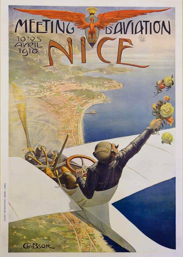 Original poster from a 1910 French aviation event.