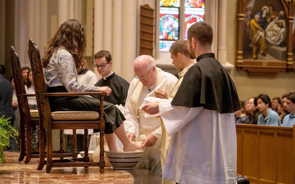 A foot washing ceremony.