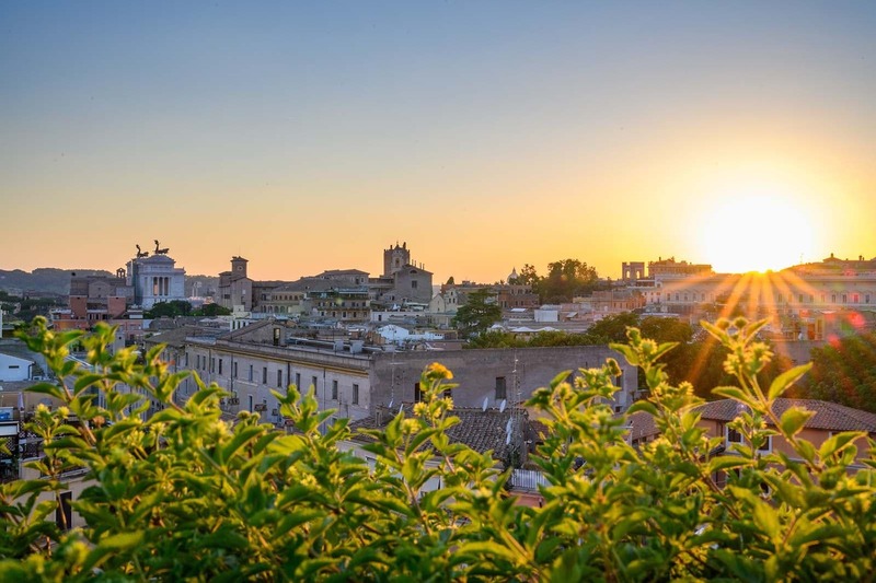 Cityscape of Rome during sunset.